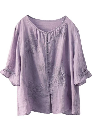 Women's Elegance and Charm Embroidered Lace Sleeve Tops