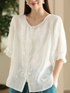 Women's Elegance and Charm Embroidered Lace Sleeve Tops