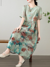 vintage dress; women lady long floral dress