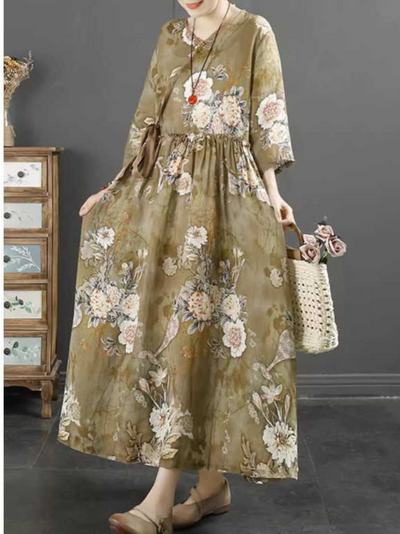 Women's Special Occasions Retro Print Mid-length A-Line Dress