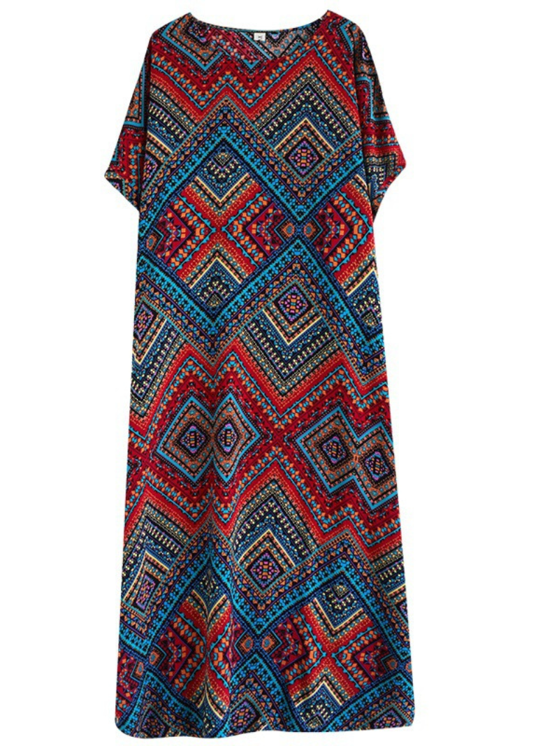 Women's Summer Beach Wear Loose Bohemian Printing Kaftan Dress