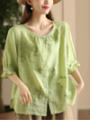 Women's Elegance and Charm Embroidered Lace Sleeve Tops