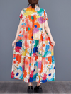 Women's Summer Floral Elegance Large Flower Print Loose A-line Dress