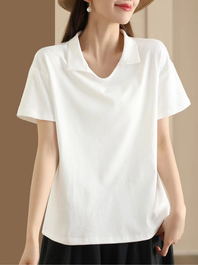 Women's Comfortable and Stylish Solid Color Loose Jersey T-shirt Tops