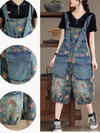 Women's Summer Retro Fashion Printed Flower Overalls Dungarees