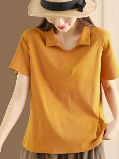 Women's Comfortable and Stylish Solid Color Loose Jersey T-shirt Tops