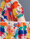 Women's Summer Floral Elegance Large Flower Print Loose A-line Dress