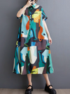 Women's Stylish And Easygoing Look Loose Printed A-Line Dress