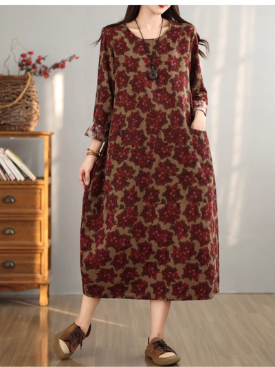 Women's Beautiful Side Pocket Summer Printed A-Line Dress