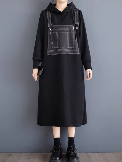 Women’s Casual Style Trendy Hooded Collar Midi Dress