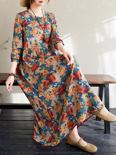 Women's comfort and stylish Printed Colorful Smock Dress