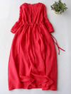 Women's Summer Soft & Cool Lace-Up Waist A-Line Dress