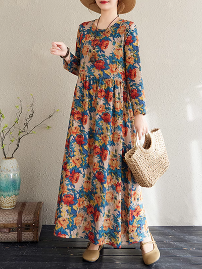 Women's comfort and stylish Printed Colorful Smock Dress