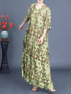 Women's All Body Types Flower Embroidery Double Layer A-Line Dress