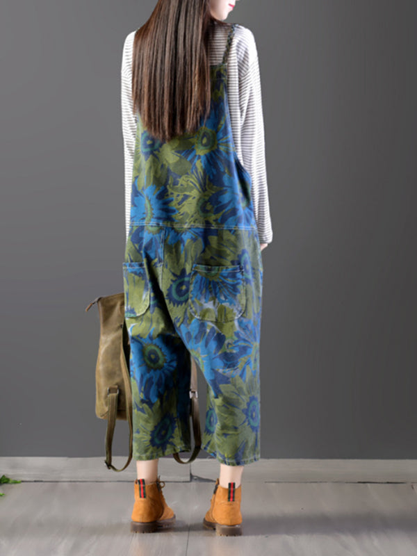 Midnight Floral Overall Dungarees (USA ONLY)