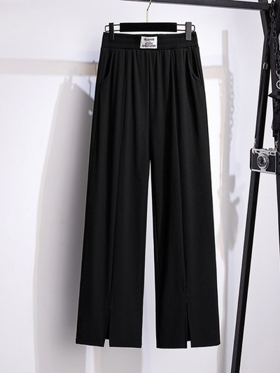 women's black ice silk trousers pants